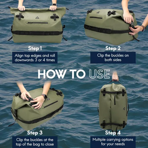 Miniatura 8 de Haimont Mochila Duffel Grande Impermeable con Parte Superior Enrollable, Bolsa Duffel Seca de Servicio Pesado para Navegación, Viajes, Camping