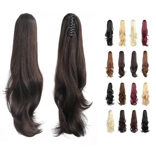 Miniatura 50 de Extensiones de cola de caballo de cabello rubio, extensiones de cola de caballo para mujer, pinza de extensiones de cabello rizado de 12 pulgadas