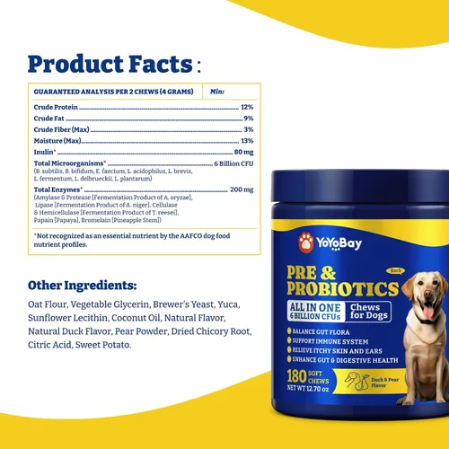 Miniatura 8 de Probióticos para Perros - Probióticos para Perros para la Salud Digestiva, Levadura, Piel Con Picazón, Salud Intestinal, Inmunidad y Piel - 6 Pato
