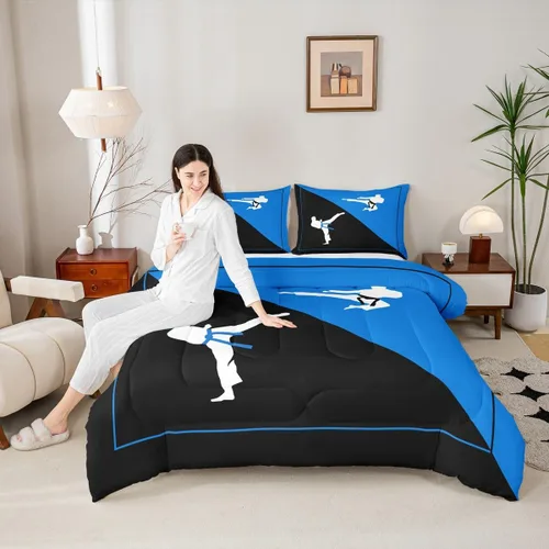 Castle Fairy Juego de edredón de Taekwondo, juego de ropa de cama de estilo japonés para niños, niñas, mujeres, adultos, edredón de kungfu Kungfu 03