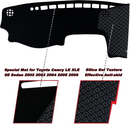 Miniatura 2 de Alfombrilla para Salpicadero Cubierta Interior Protector de Tablero Compatible con Toyota Camry LE XLE SE Sedán 2002 2003 2004 2005 2006 Alfombrilla