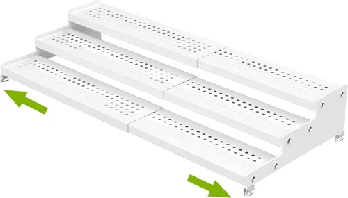 Jojocross Organizador de especias para gabinete, estante expandible de 3 niveles, ideal para armarios de cocina, armarios, despensa y más, placa de