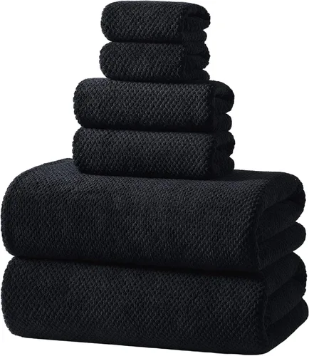 REDKISS Juego de toallas de baño de 6 piezas, 2 paños de baño, 2 toallas de mano, 2 toallas de baño, forro polar coral ultra fibra, súper