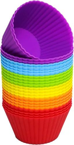 Miniatura 9 de Paquete de 12 tazas de silicona extra grandes para hornear cupcakes, forros para magdalenas y muffins de 3.54 pulgadas, tazas de silicona