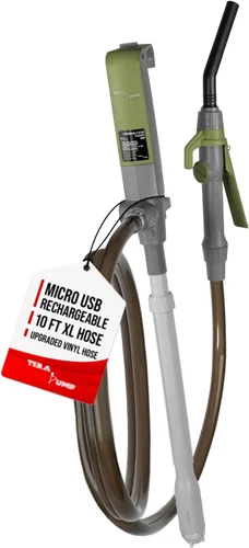 Miniatura 10 de TERA PUMP Bomba de transferencia con batería recargable E85 - 3.2 GPM con tubo de admisión telescópico, boquilla de combustible estilo palanca