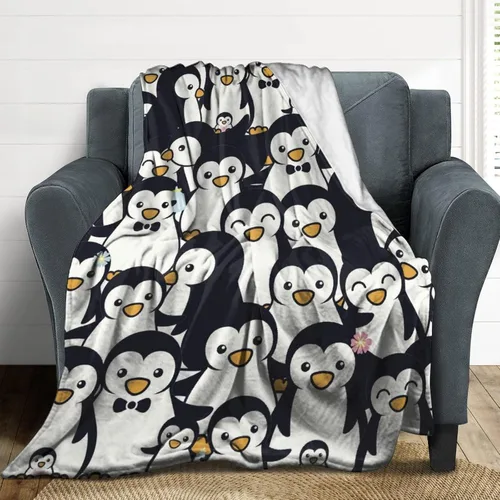 Miniatura 4 de Manta de pingüino para regalo, 40 x 30 pulgadas, bonita manta para niños, niñas y niños, manta negra suave y mullida para regazo y silla