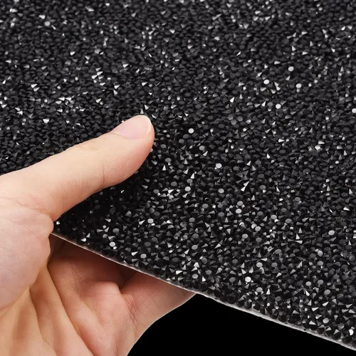 Miniatura 4 de MECCANIXITY Calcomanías de diamantes de imitación, 9.45 x 63 pulgadas, calcomanías de decoración de resina autoadhesivas y brillantes, color negro
