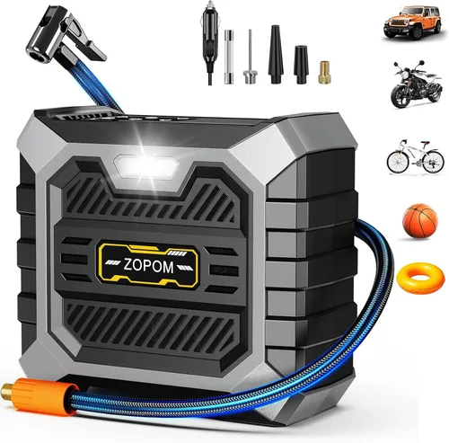 Miniatura 8 de Inflador de neumáticos, compresor de aire portátil DC 12 V, compresor de aire portátil con manómetro digital bomba de aire para neumáticos de Naranja