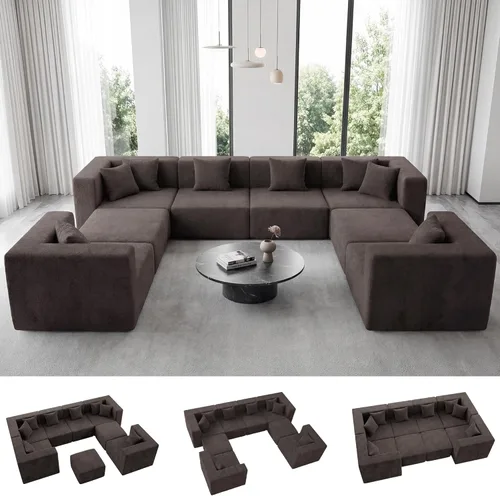 Miniatura 24 de MONVANE 55.5" Convertible Loveseat Sofa, 2-in-1 Boneless Sleeper Sofa Bed Futon Couch with Storage Pocket, Comfy Chenille Deep Seat Boneless Couch
