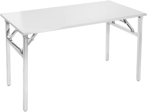 Miniatura 8 de Mesa plegable pequeña de acero inoxidable, mesa de comedor portátil para campamento, picnic, fiesta, sin montaje, escritorio plegable pequeño