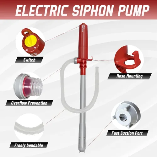 Miniatura 6 de Bomba portátil de transferencia de combustible - sifón de gas con batería para gasolina, diésel, transferencia de agua - 2.4 galones por minuto