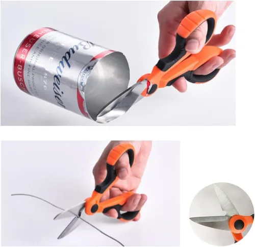 Miniatura 6 de Tijeras de pesca multiusos, herramientas de electricista de acero inoxidable dentadas para cortar alambre eléctrico, alambres de hierro, carne, aves