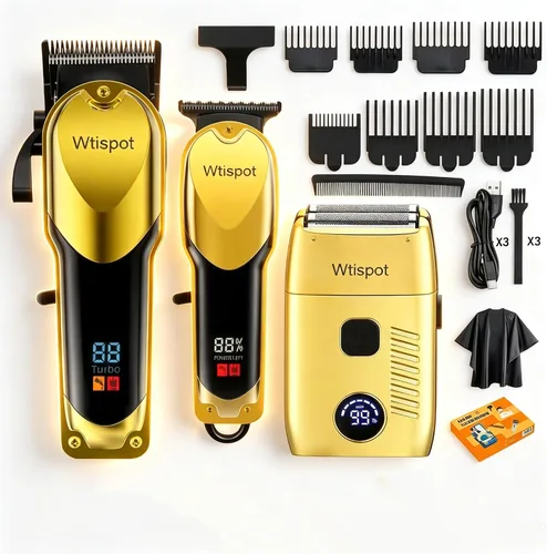 Juego de cortapelos para hombres, cortadora de cabello con pantalla LED, cortadora de cabello profesional inalámbrica afeitadora recortadora de