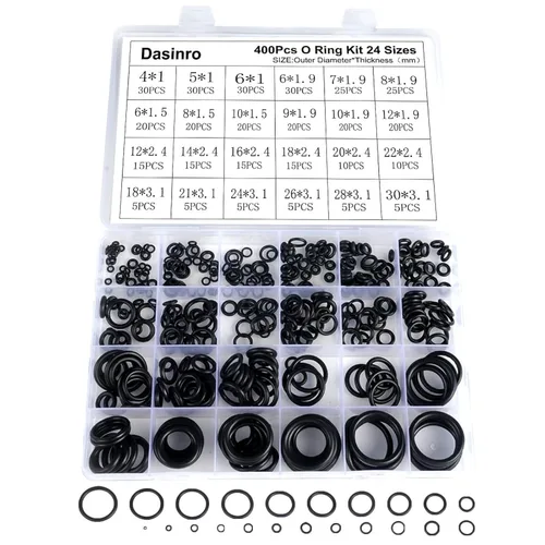 Kit surtido de 400 piezas de juntas tóricas de goma, juego de juntas tóricas de goma de 24 tamaños para grifo, manguera, reparación automotriz,