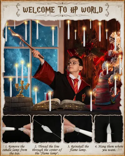 Miniatura 8 de Velas flotantes con varita, 10 unidades, velas mágicas colgantes de Navidad, velas cónicas sin llama con control remoto, luces flotantes, regalos