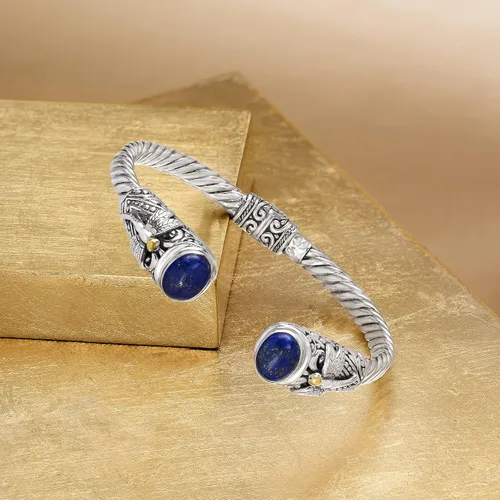 Miniatura 5 de Ross-Simons Lapis Bali-Style Dragonfly Cuff Bracelet in Sterling Silver and 18kt Yellow Gold