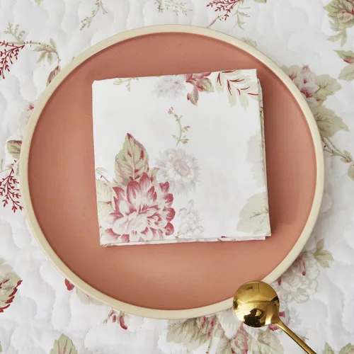 Miniatura 3 de DaDalogy Bedding - Juego de 4 servilletas de algodón suave con diseño botánico de rosas de casa de campo con un toque de menta, preciosa decoración