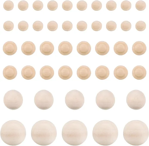 Miniatura 8 de Craftdady 90 bolas de madera redondas naturales sin terminar, bolas de madera dura sin terminar, esferas de madera decorativas, sin agujero