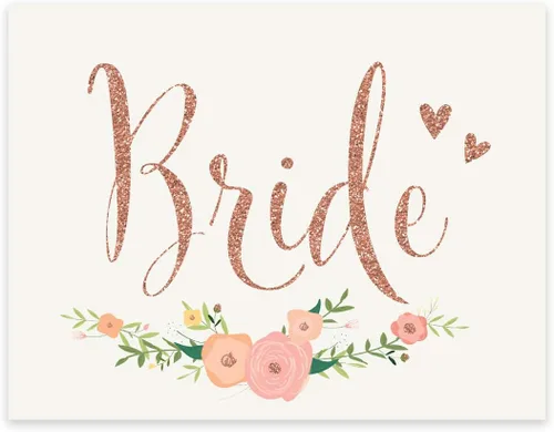 Miniatura 22 de Andaz Press Letreros de fiesta de boda, purpurina de oro rosa sintético con flores, 8.5 x 11 pulgadas, resalta tu versículo bíblico favorito