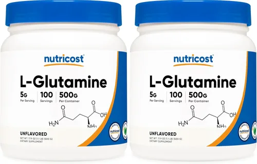 Miniatura 6 de Nutricost - L-Glutamina en polvo, 17.6 onzas (sabor ponche de frutas) - (76 porciones por envase)