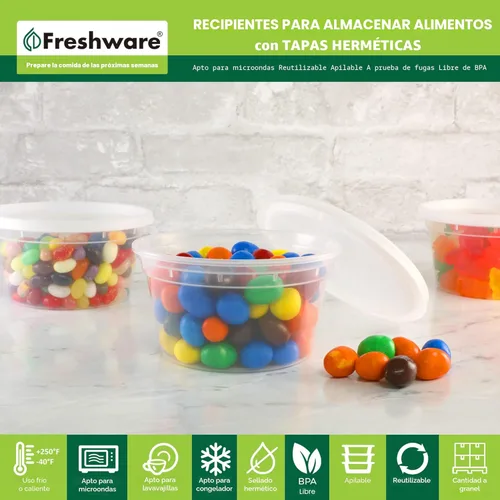 Miniatura 2 de Freshware Contenedores de almacenamiento de alimentos [50 juegos] recipientes de plástico de 12 onzas con tapas, slime, sopa, recipientes