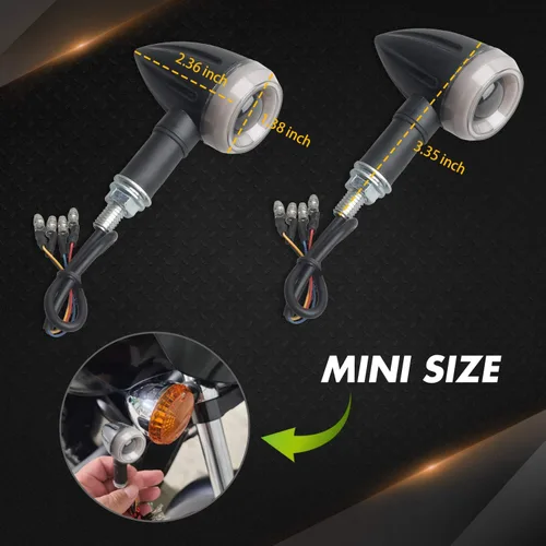 Miniatura 3 de NTHREEAUTO Luces intermitentes secuenciales LED para motocicleta, intermitentes universales tipo bala compatibles con Harley Honda Kawasaki Yamaha