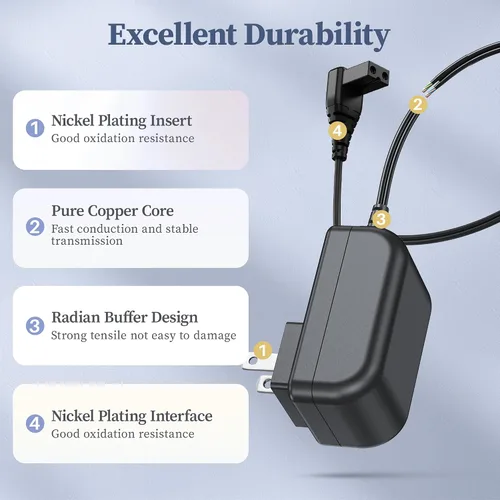 Miniatura 4 de Cargador de 2 clavijas de 12.6 V para Ofuzzi HJ1103 recargable para aspiradora de piscina, cable de alimentación, adaptador de corriente alterna