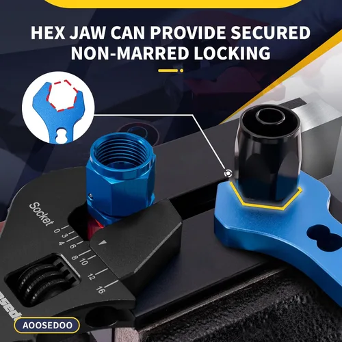 Miniatura 5 de Llave de ajuste ajustable para accesorios AN de 3AN-16AN, llave de manguera de aluminio ligera de extremo plano negro con un zócalo de 6AN-AN8