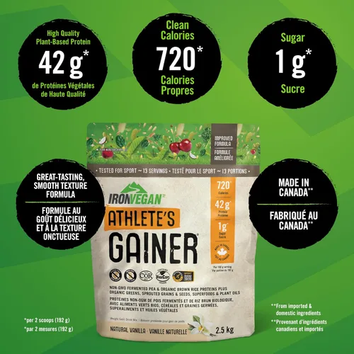 Miniatura 2 de IRONVEGAN Polvo de proteína de vainilla Gainer, 2500 GR