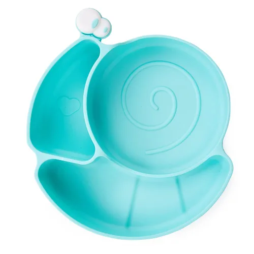 Matyz Platos de succión de silicona para bebés con succión (azul) - Platos divididos para niños antideslizantes - Platos 100% silicona de grado