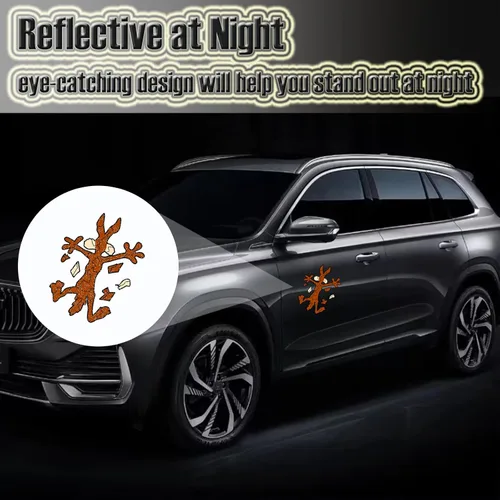 Miniatura 6 de 2 piezas de 10" x 6.1" calcomanías reflectantes para auto con dibujos de coyotes divertidos, calcomanías para parachoques para Jeep, camiones