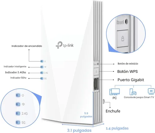 Miniatura 3 de TP-Link AX3000 - Extensor de Rango WiFi 6 Internet Booster (RE700X), Banda Dual, Modo AP con Puerto Gigabit, OFDMA, Beamforming, Configuración por