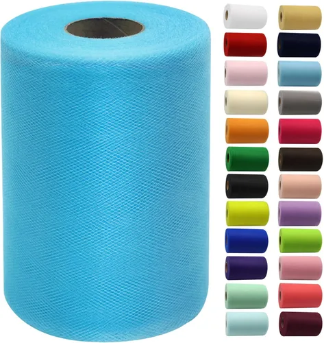 Miniatura 32 de Rollos de tela de tul de 6 pulgadas por 100 yardas (300 pies) Carrete de cinta de tul para manualidades, tutú, arco para la cabeza, decoración