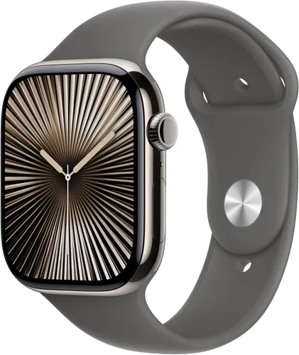 Miniatura 9 de Apple Watch Series 10 (42 mm, GPS) con caja de aluminio negro azabache, correa deportiva negra, S/M monitor fitness, app ECG, pantalla Retina Caja