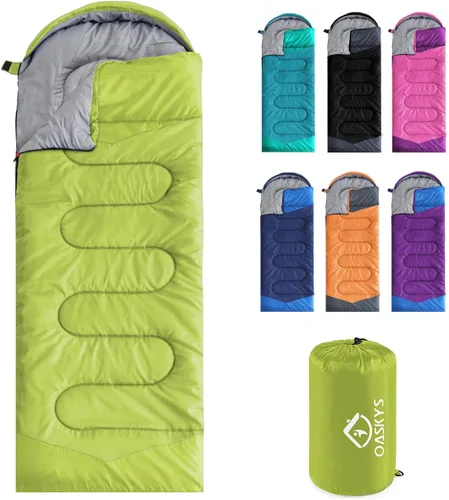 Miniatura 16 de Oaskys - Saco de dormir para acampar, para 3 estaciones, clima cálido y fresco, verano, primavera, otoño, ligero, resistente al agua, para adultos
