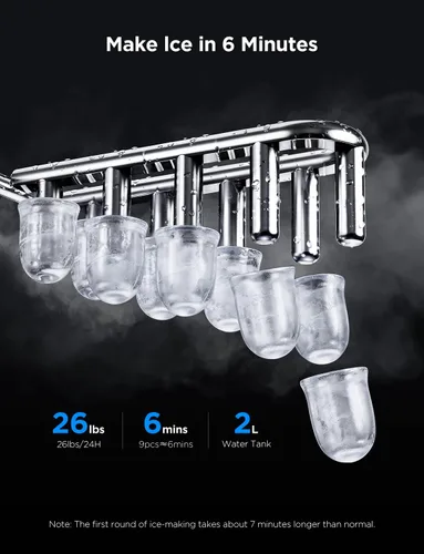 Miniatura 3 de GoveeLife - Máquina inteligente para hacer hielo de encimera, máquina portátil para hacer hielo con control de voz, 9 cubos de hielo en 6 minutos, 3