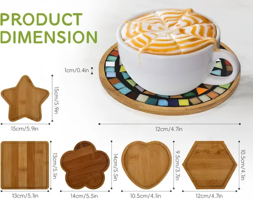 Miniatura 3 de Lanyani 6 bases de mosaico de madera, sustratos de varias formas para manualidades de mosaico, base de posavasos de azulejos de mosaico..