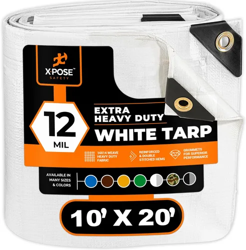 Miniatura 103 de Lona protectora Xpose Safety multiusos, de poliéster blanco, resistente, resistente al agua, resistente a la intemperie, resistente a rasguños