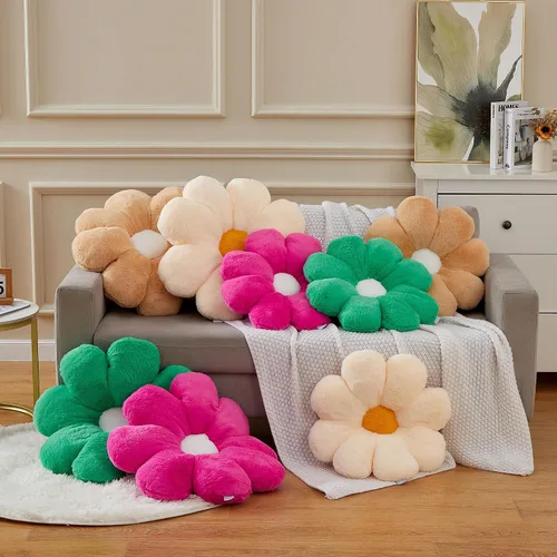 Miniatura 8 de Almohada de 17.7 Pulgadas en Rosa Caliente con Diseño de Margarita, Almohada Decorativa en Forma de Flor, Cojín para Niñas, Adultos, Linda