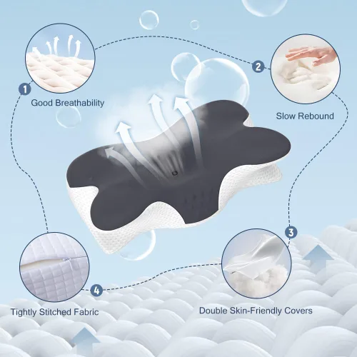 Miniatura 4 de Almohada cervical para aliviar el dolor de cuello, almohada ergonómica de apoyo para el cuello para dormir, almohada de espuma viscoelástica