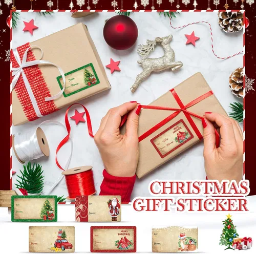 Miniatura 2 de Outus 500 Piezas Etiquetas de Navidad Etiquetas de Regalo Autoadhesivas para Regalos de Navidad Etiquetas de Nombre de Navidad Pegatinas para Papel