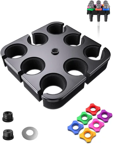 Miniatura 8 de Soporte para múltiples micrófonos de hasta 6 micrófonos (acolchado de aluminio/goma) para micrófonos dinámicos, con cable e inalámbricos