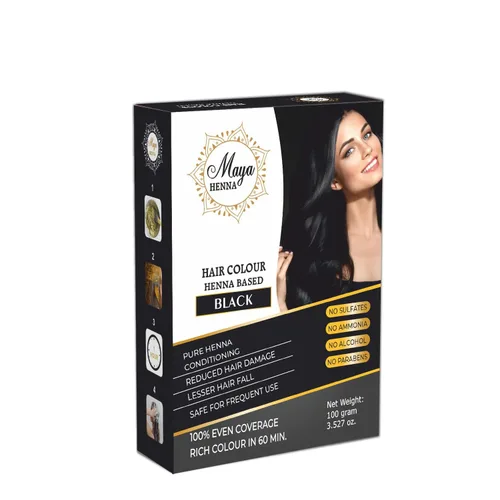 Miniatura 2 de MAYA Henna black - Tinte en polvo de henna 100 % orgánico, tinte natural para cabello suave y brillante, impregnado con bondad de hierbas, cubre