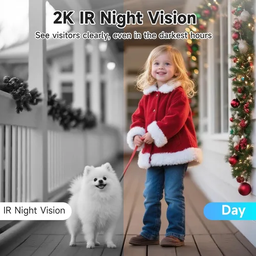 Miniatura 4 de JAIOTlink Timbre de video de doble lente 2K inalámbrico con timbre, tarjeta SD de 64 GB, cambiador de voz, WiFi de 2.4G/5Ghz, protección