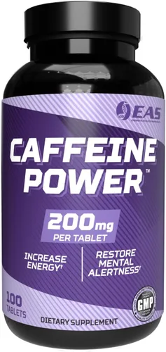 EAS Caffeine Power 200mg | Suplemento de píldoras de cafeína | Aumenta la energía y restaura el estado de alerta mental | Sin gluten, sin OMG, apto