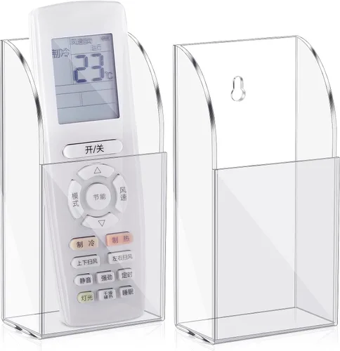 TaoBary Paquete de 2 soportes para control remoto de pared, acrílico transparente, organizador de medios, caja de almacenamiento de un solo