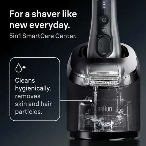 Miniatura 8 de Braun Series 8 8567cc Maquinilla de afeitar eléctrica para hombre, 4+1 elementos de afeitado y recortador de precisión para cabello largo, centro