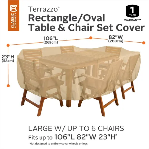 Miniatura 2 de Classic Accessories Juego de mesa y silla de patio rectangular / ovalada de terrazo, grande