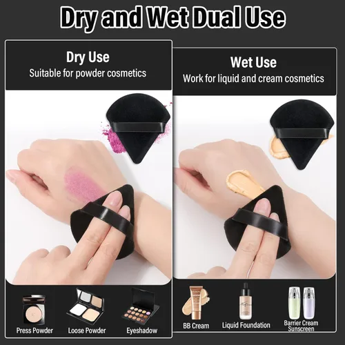 Miniatura 3 de Thrilez 20 piezas Borlas de Polvo Triangulares, Borlas para Polvo Suelto, Borlas de Maquillaje para Polvo Facial, Borlas para Polvo Fijador