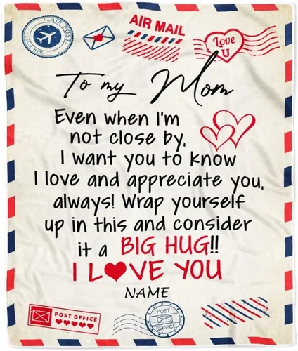 Miniatura 11 de Manta personalizada con texto en inglés «To My Mom from Daughter Wolf I Am Because You are Mom», para cumpleaños, día de la madre, Navidad, manta